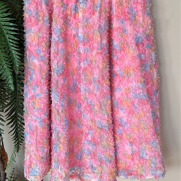 Brand New JODIFL Pink Rainbow Pastel Textured Floral Dress Babydoll Lined - Picture 11 of 15